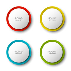 Design Round shape. Origami vector circle banner. Four color stickers inscriptions