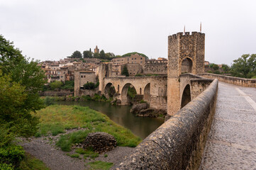 Medieval village, view of the river from a bridge