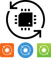 Firmware Update CPU Chip Arrows Vector Icon - obrazy, fototapety, plakaty