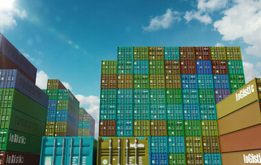 Fototapeta premium shipping containers at sunny day 