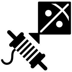 

Editable solid style of flying kite, leisure activity
