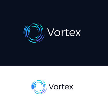 Dynamic Spinning Circle, Logo Template For Businesses And Startups. Abstract Logo With Blue Vortex, Twisting Logo, Twisting Letter O, Tornado Vector Icon