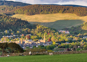Peebles in Spring Evening light,  Scottish Borders, Scotland