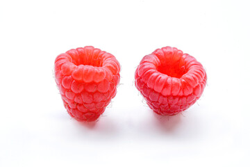 Red Raspberries isolated on white background