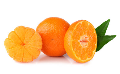 Fototapeta na wymiar Tangerine and slices isolated on white background.