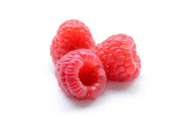 Red Raspberries isolated on white background