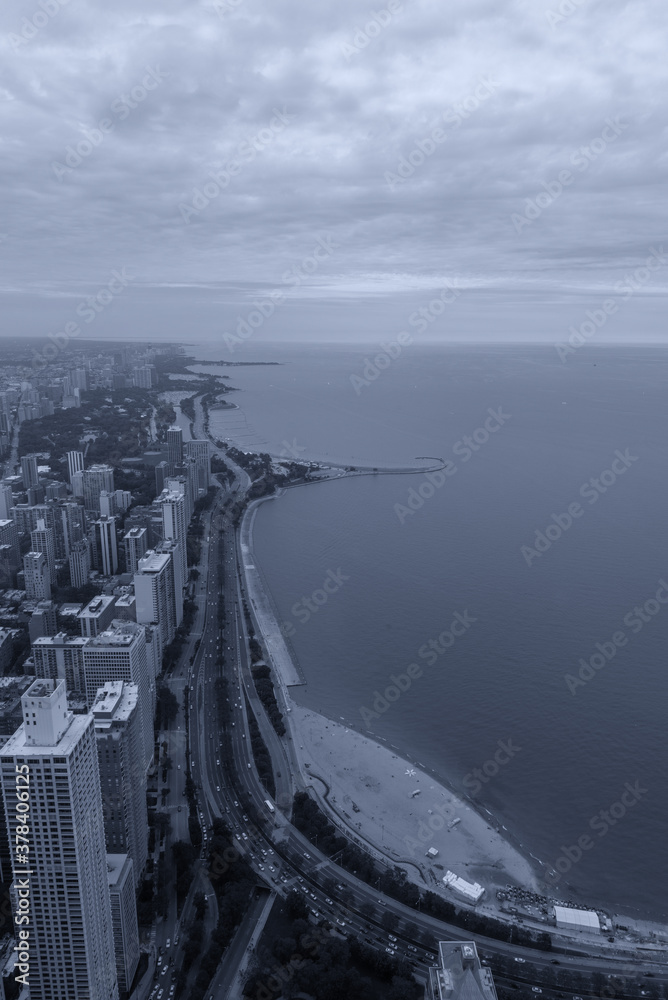 Canvas Prints aerial view north coast of chicago