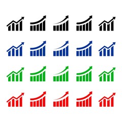Grow chart sets. Business chart with arrows. Collection of growth charts. Profit growth symbol. Progress bar. Bar chart. Growth success arrow icon. Symbol of progress. Improved graphics - stock vector