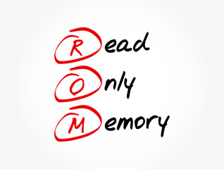 ROM - Read Only Memory acronym, technology concept background