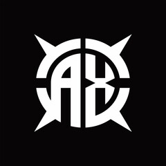 AX Logo monogram with four pieces circle slice design template