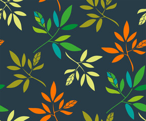 Vector autumn leaves seamless pattern. Creative background with leafs