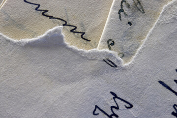 close-up old letter writing detail background