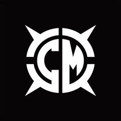 CM Logo monogram with four pieces circle slice design template