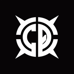 CQ Logo monogram with four pieces circle slice design template
