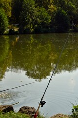 Canne &agrave; p&ecirc;che au bord de l'eau