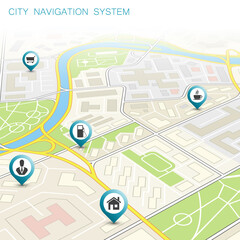 3d City map navigation route, point markers delivery van, road schema itinerary delivery car, city plan GPS navigation, itinerary destination arrow city map. Route delivery truck check point graphic