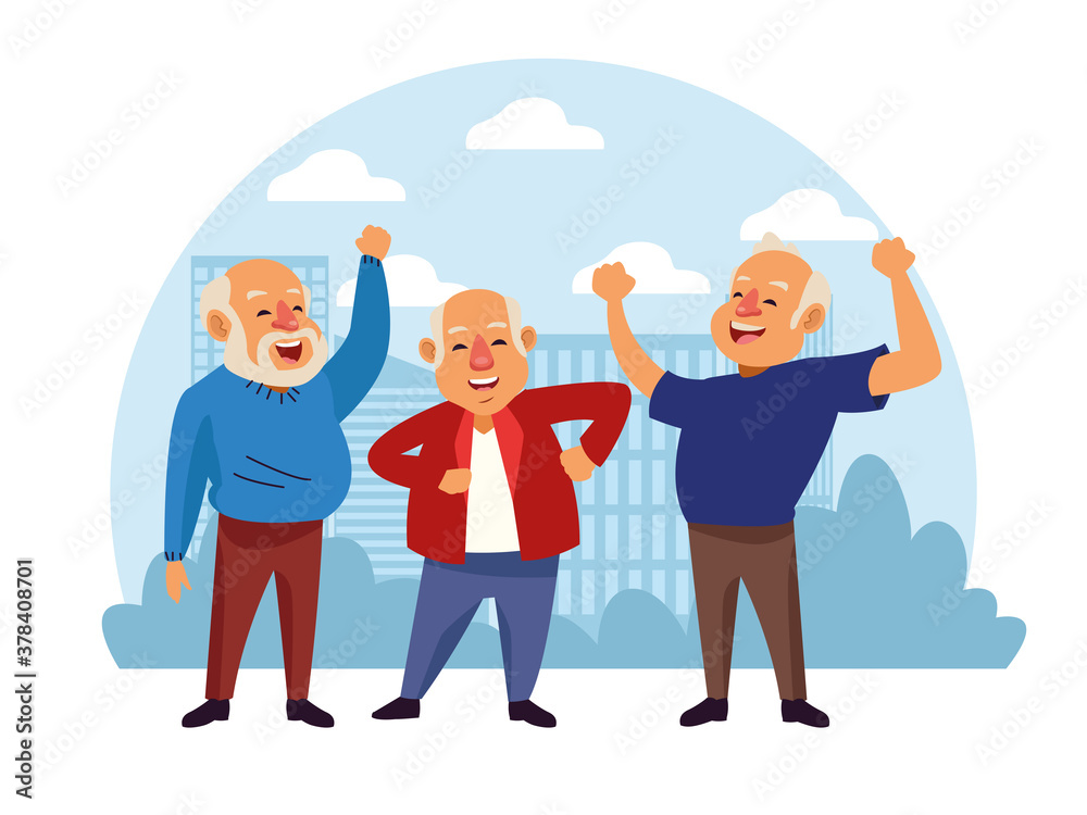 Canvas Prints old men in the landscape active seniors characters