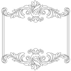 Obraz na płótnie Canvas Vntage border frame engraving with retro ornament pattern in antique baroque style decorative design. Vector