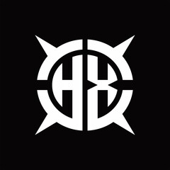 HX Logo monogram with four pieces circle slice design template