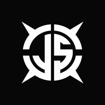JS Logo monogram with four pieces circle slice design template