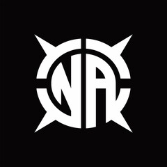 NA Logo monogram with four pieces circle slice design template