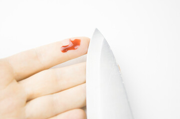 Bleeding from a knife-cut finger