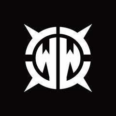 WW Logo monogram with four pieces circle slice design template