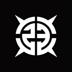 ZE Logo monogram with four pieces circle slice design template