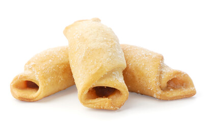 Bagel with jam on a white background. Isolated