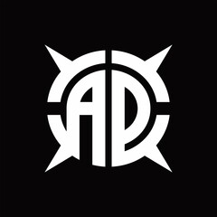 AD Logo monogram with four pieces circle slice design template