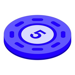 Token coin icon. Isometric of token coin vector icon for web design isolated on white background