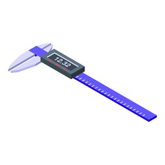 Blue digital caliper icon. Isometric of blue digital caliper vector icon for web design isolated on white background