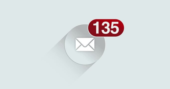 A simulated hypothetical email button with an increasing number. Good for business or spam e-email concept.  	