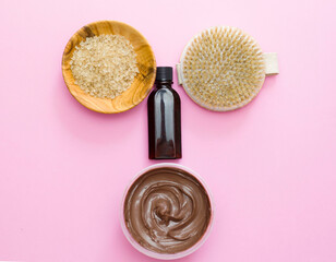 washcloth, sea salt, chocolate wrap. Spa