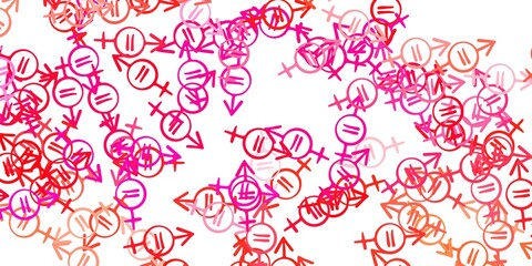 Light Pink vector template with businesswoman signs.