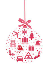 Holiday travel options. Driving home for christmas. Aiport, car or train - isolated vector illustration
