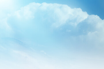 Blue sky with white cloud. The summer heaven is colorful clearing day Good weather and beautiful nature in the morning.