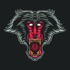Angry monkey vector illustration  logo design mascot sport 
