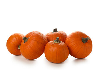 Group of pumpkins isolated on white background