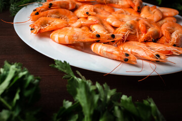 seafood shrimp on a plate close up