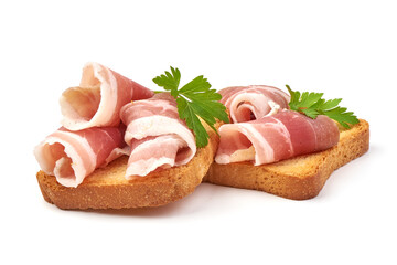 Pork lard sandwiches, isolated on white background