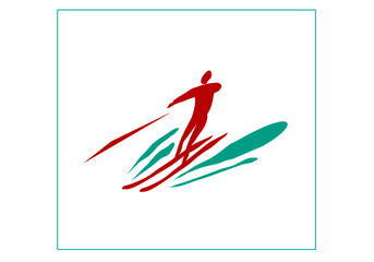 Recreation and sports on the water. High-speed water skiing. Vector image for logo, icon or illustration.