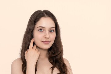 Fototapeta premium Girl with blue eyes and long hair.