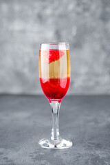 Strawberry cocktail with sparcling wine