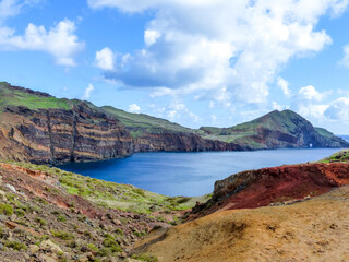 Fototapeta premium Landscape and Rock formations at the coast of Ponta de São Lourenço Machico Madeira island Portugal