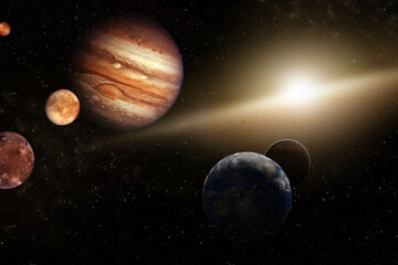 High quality Deep space beauty, planets, stars and galaxies in solar system with the sun in the universe. Elements of this image furnished by NASA © Bernadett