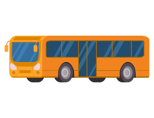 Yellow city bus. Vector illustration flat style.Concept of public transport.Vehicle side view.Isolated on white background.