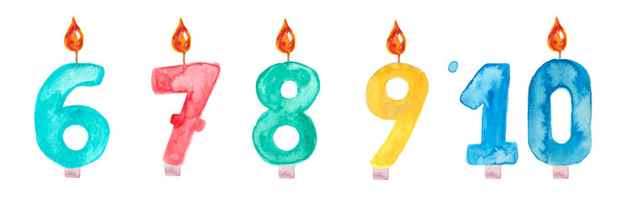 Set candles birthday 6 7 8 9 10