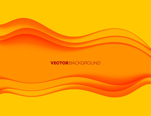 Fashion yellow poster paper cut wave luxury design background. Vector illustration vogue drape banner EPS10