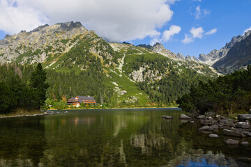 Lakefront of a tarn under the mountains